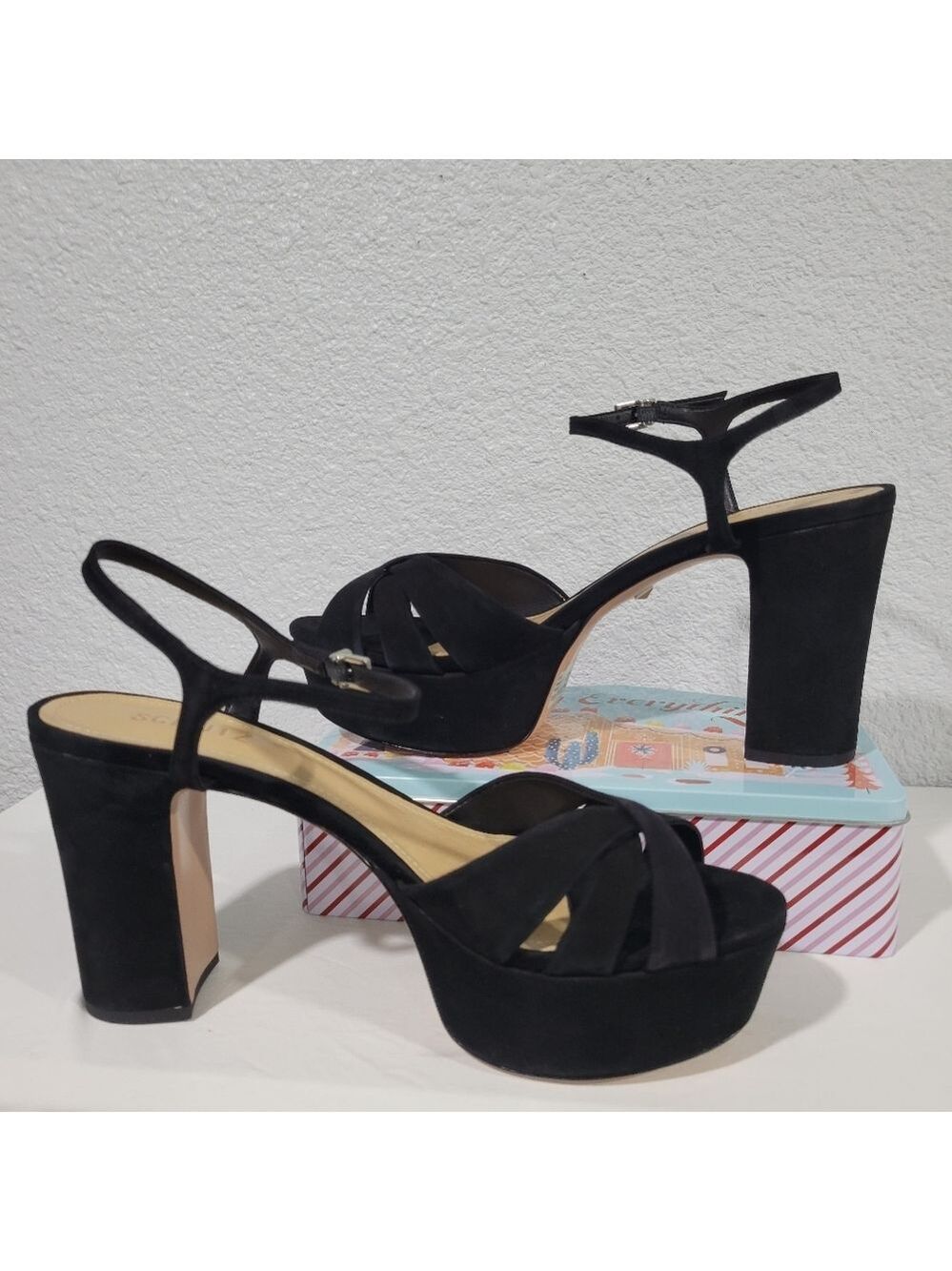 Schutz Keefa Platform Sandal Heels Black Sz 10.5 - Picture 5 of 10